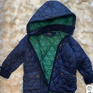 Ralph Lauren boy size6 Navy and Green Quilted coat almost new in great condition